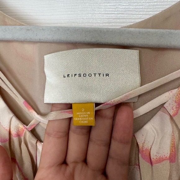 Anthropologie Leifsdottir Silk Cream Floral Ruffle Shift Dress Women’s Size 2 - Picture 3 of 11